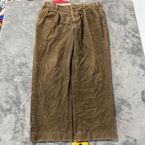 Vintage LL‎ BEAN Trousers Mens W36 L28 Brown Corduroy Jumbo Cord Classic Pleated